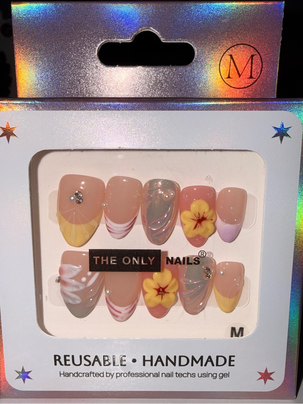 The Only Nails Reusable Handmade Pink Floral Press-On Nail Set